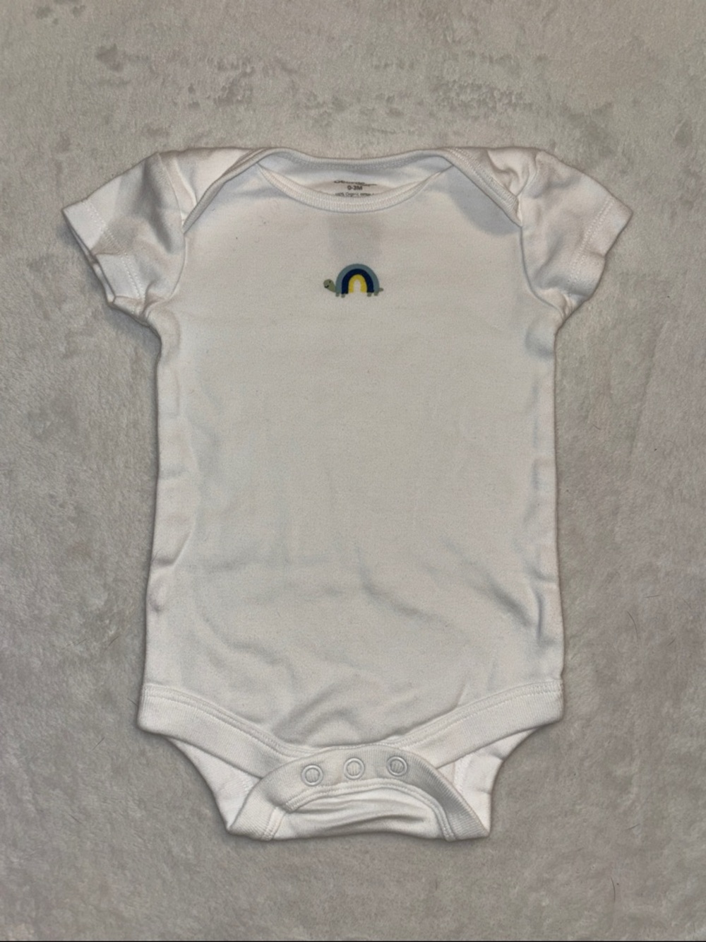 (3 for $10) George White Baby Onesie with Small Rainbow Embroidery